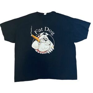 NWOT Fruit of the Loom Black Cotton Fat Dog T Shirt Size 3XL